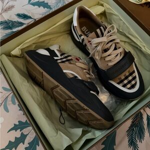 Burberry Checkered Beige and Black Sneakers